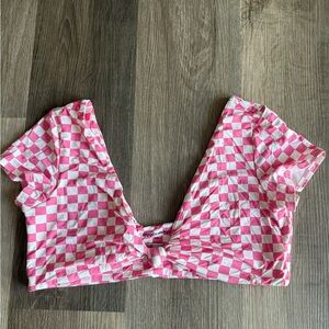 Dippin' Daisy's Pink and White Knotted Swim Top